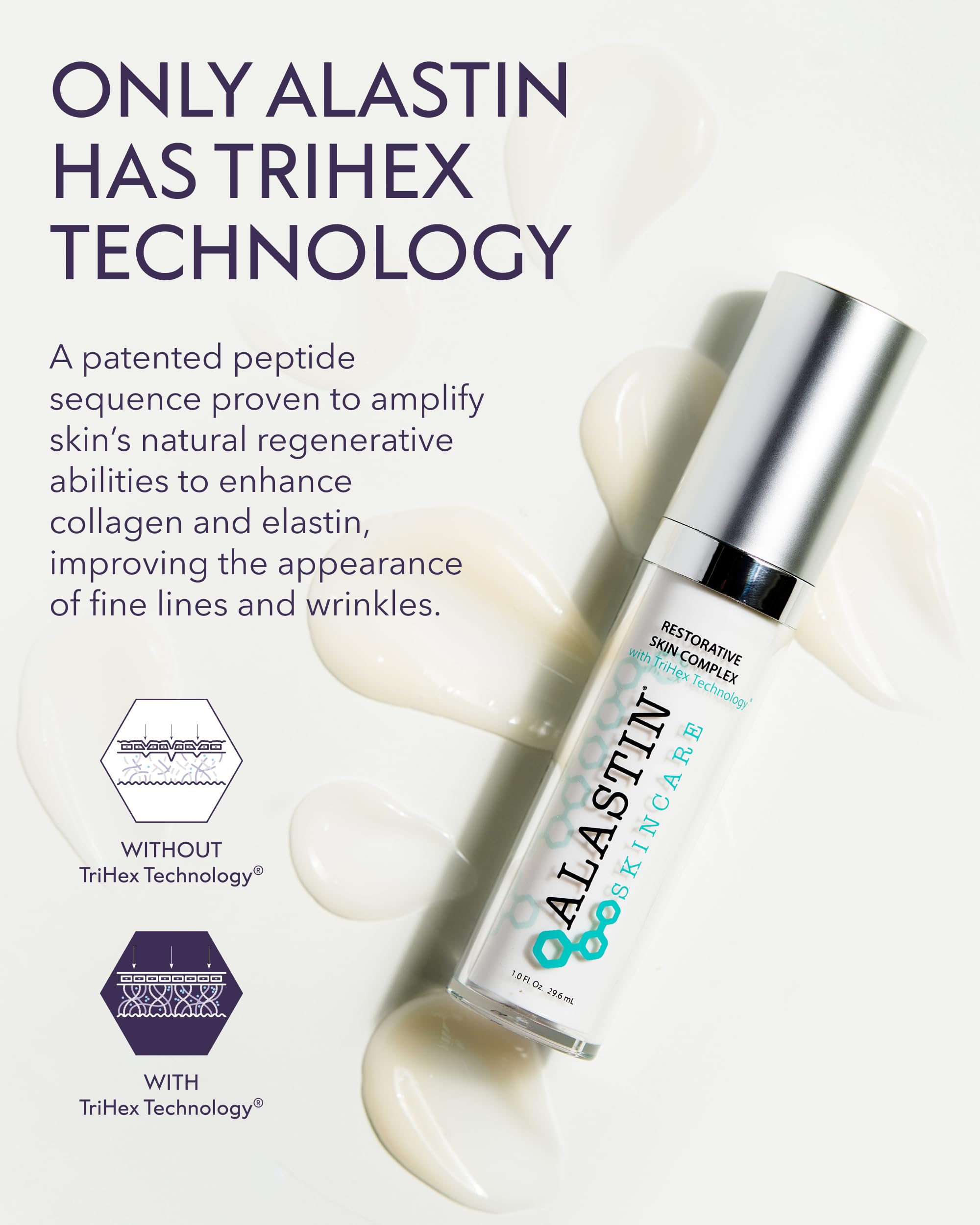 ALASTIN Restorative Skin Complex layered under sunscreen provides a protective, hydrated base.
