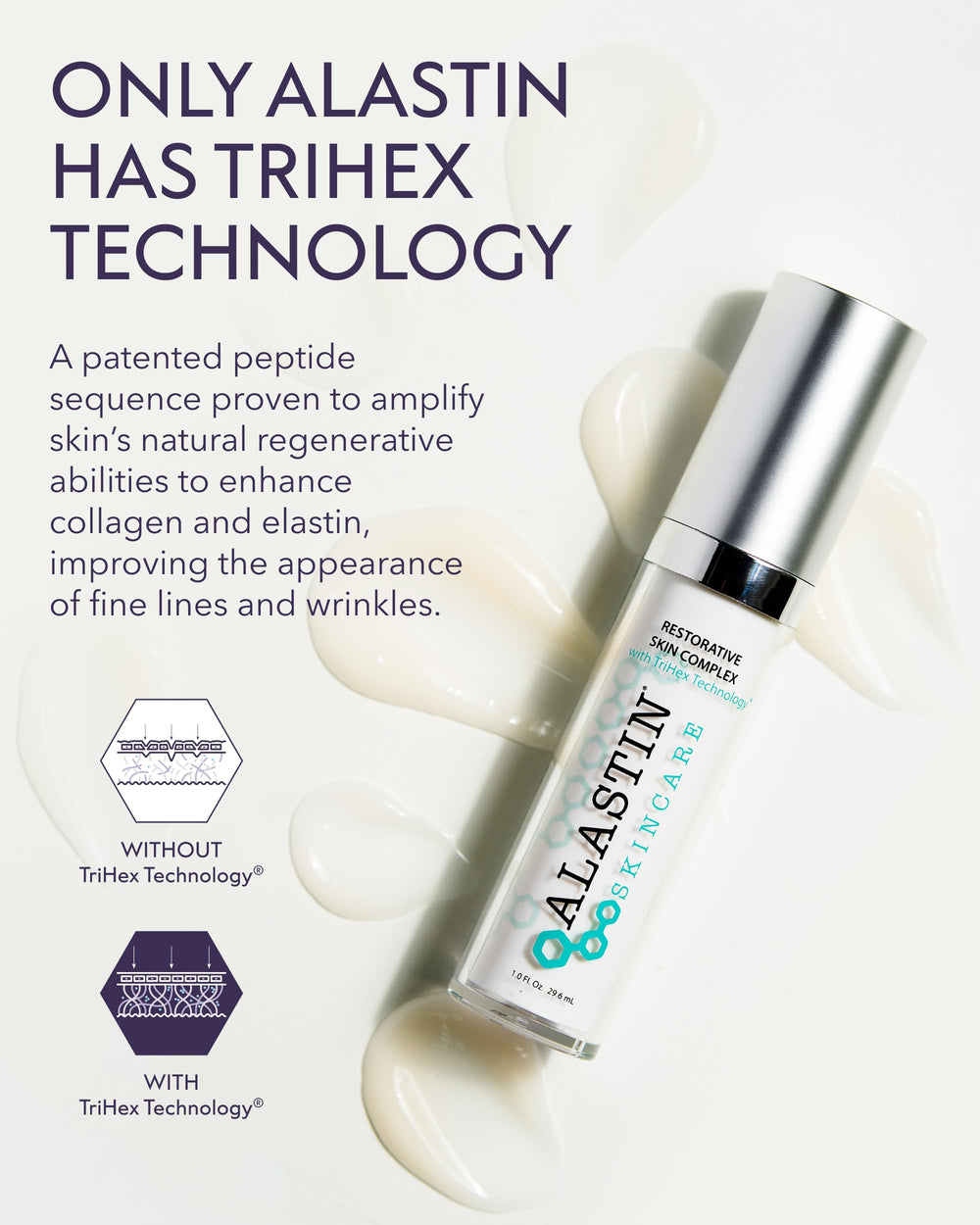 ALASTIN Restorative Skin Complex layered under sunscreen provides a protective, hydrated base.