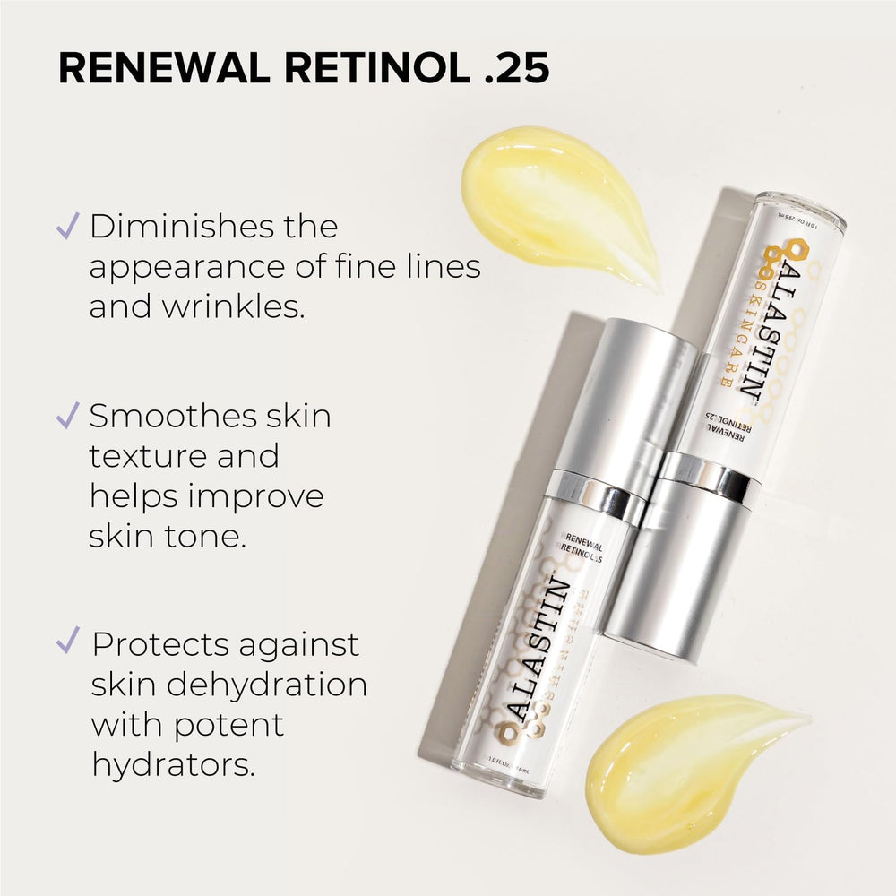 ALASTIN Skin Renewal Retinol Serum texture closeup suggesting smooth even skin