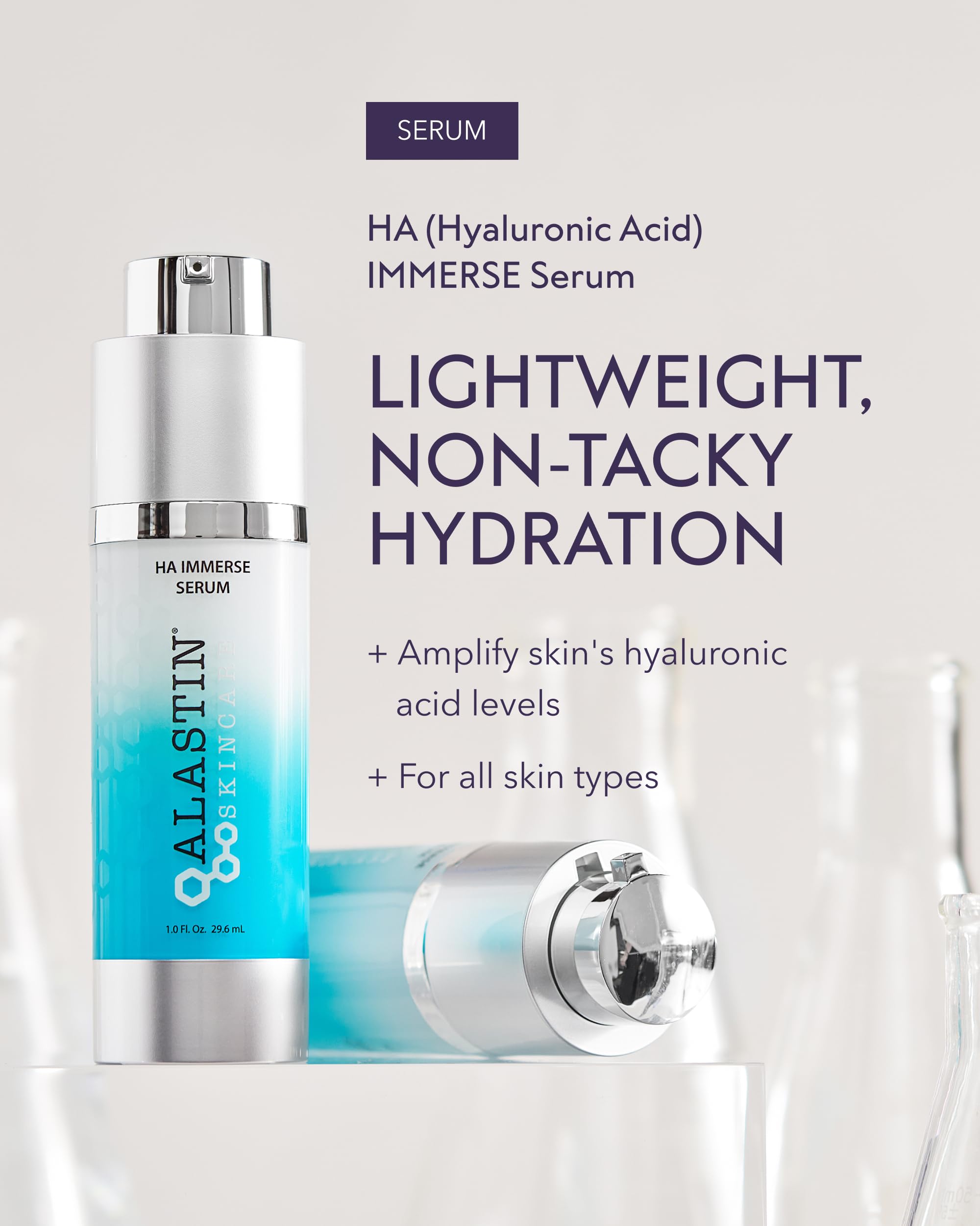 ALASTIN Skincare HA IMMERSE face application shows gentle patting for moisture lock.