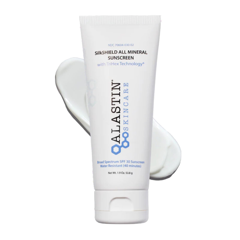 ALASTIN SilkSHIELD sunscreen bottle provides lightweight mineral protection for daily use