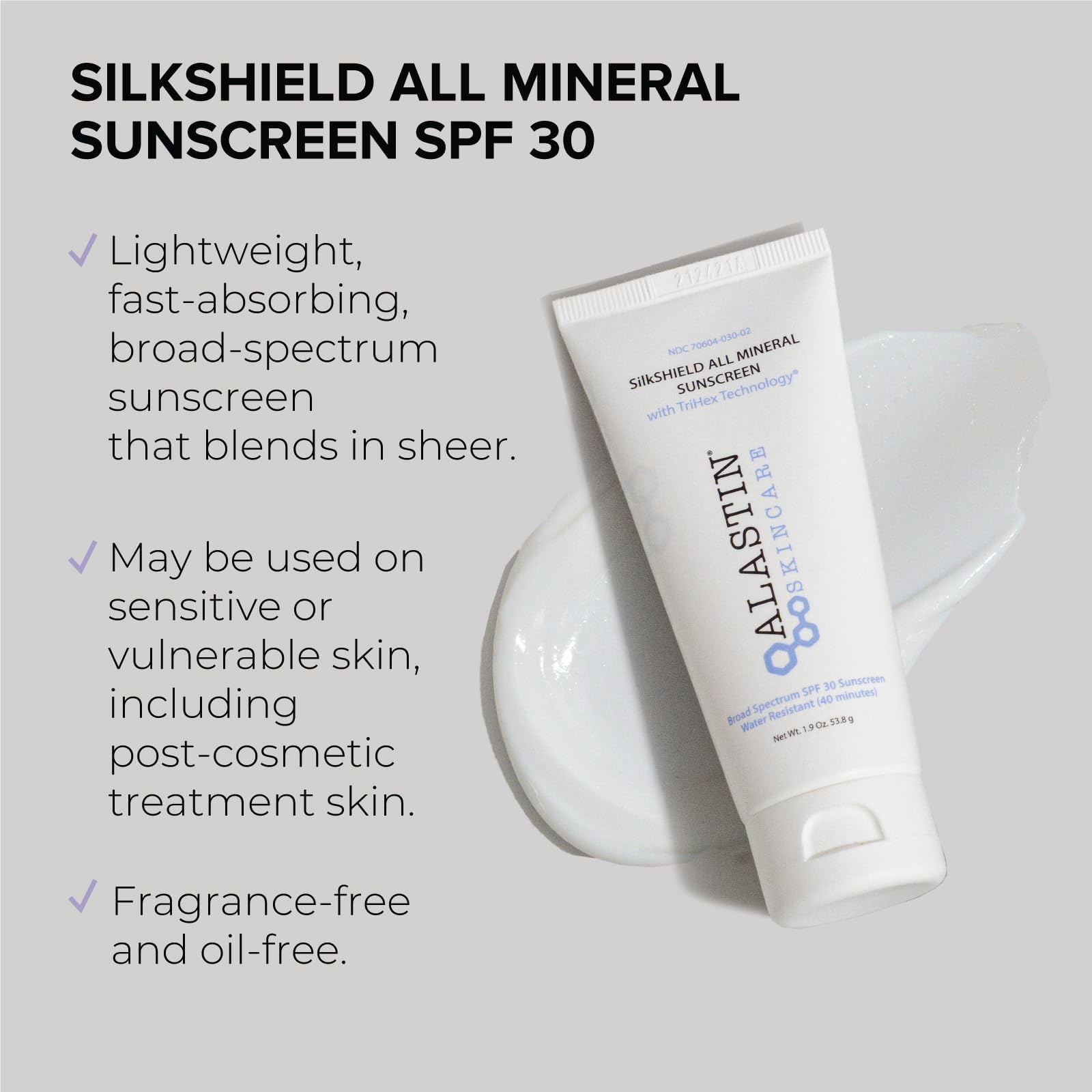 ALASTIN SilkSHIELD sunscreen is fragrance-free and transparent on skin for sensitive skin protection