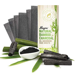 Alayna bamboo charcoal sheets close-up showing natural fibers for gentle oil absorption.