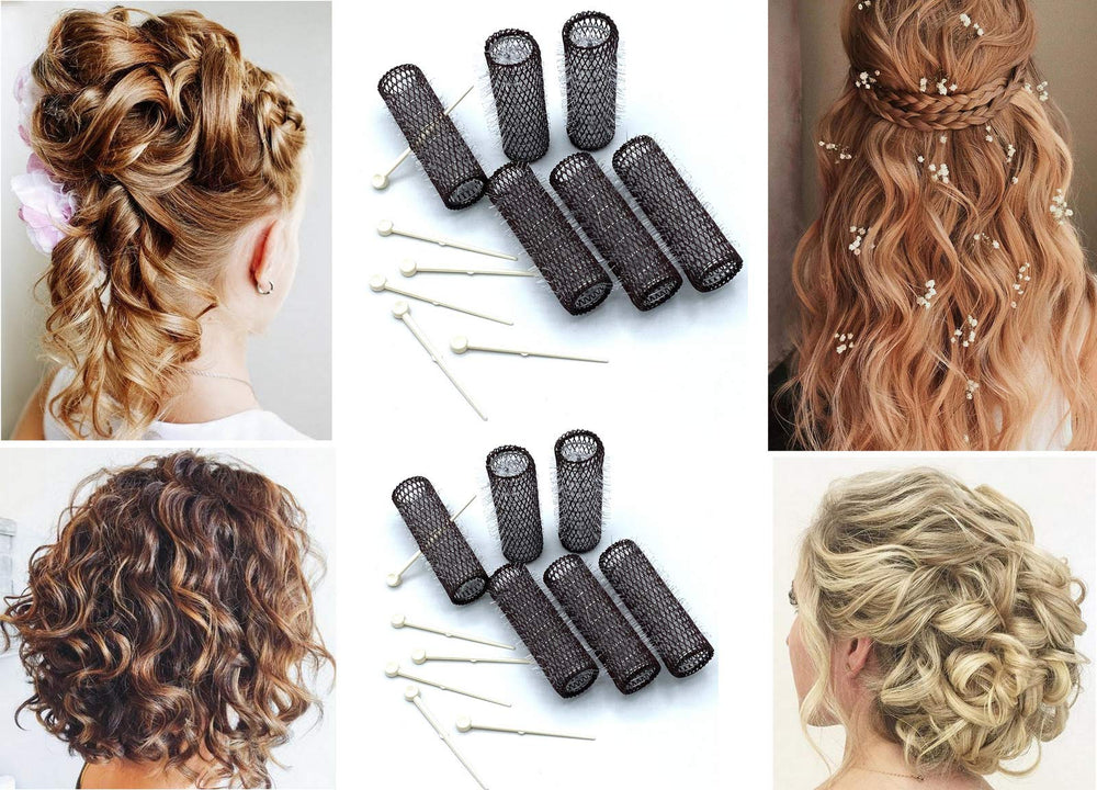 ALAZCO damp hair styling with the roller set for secure curls