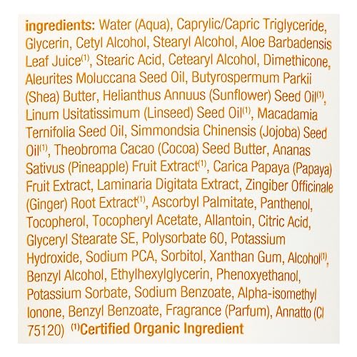 Close-up of creamy Alba Botanica cocoa butter lotion texture.