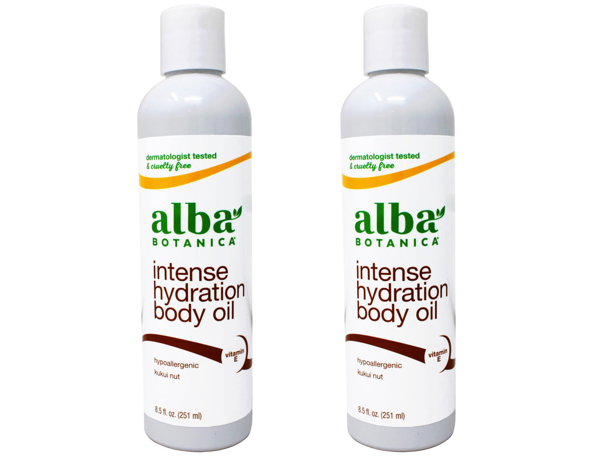Alba Botanica Kukui Nut Body Oil bottle delivering tropical hydration.