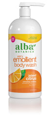 Alba Botanica Island Citrus bath bottle 32oz for daily moisturizing and gentle cleansing.