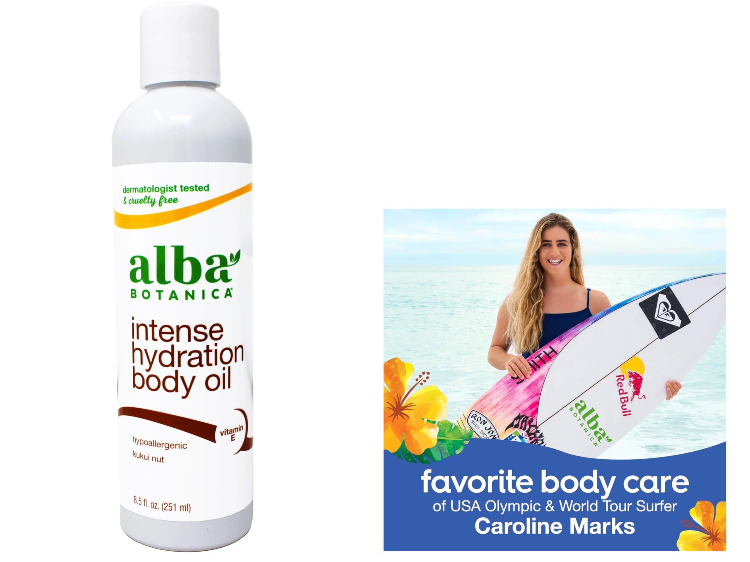 Alba Botanica Kukui Nut Oil ingredients—sunflower, macadamia, almond—for nourished skin.