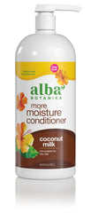 Alba Botanica More Moisture Coconut Milk bottle 32oz delivering rich hydration for dry hair