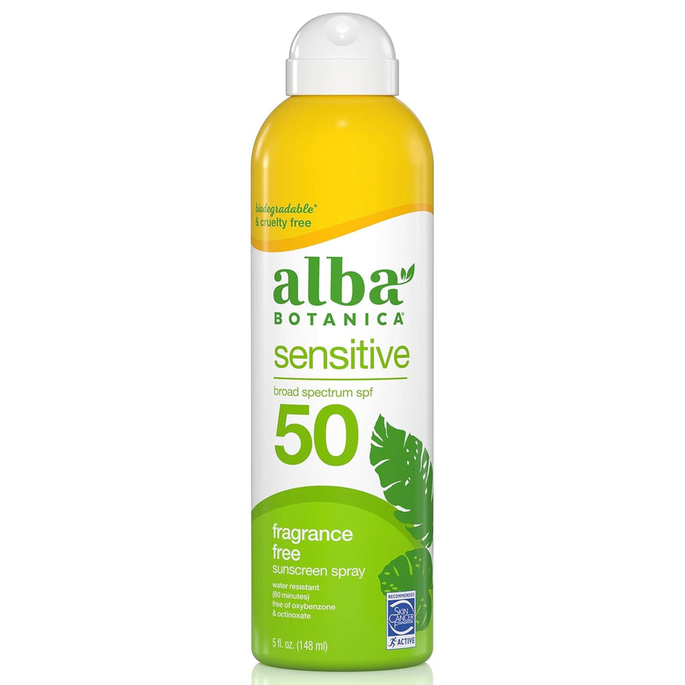 Alba Botanica Sensitive Sunscreen Spray face and body mist for easy on-the-go sun protection