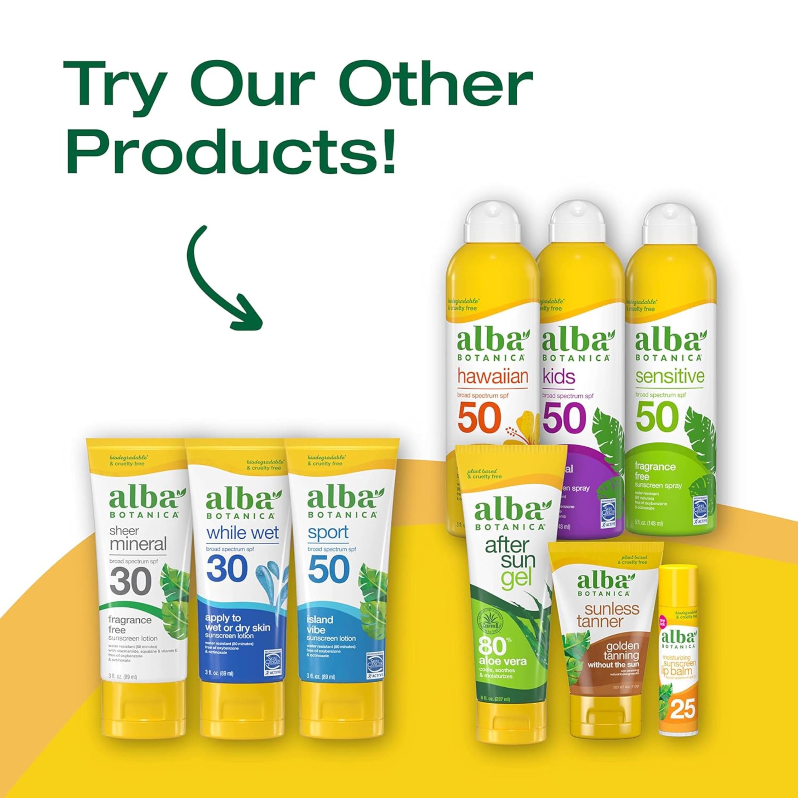 Alba Botanica cruelty-free biodegradable formula reduces environmental impact during sun care