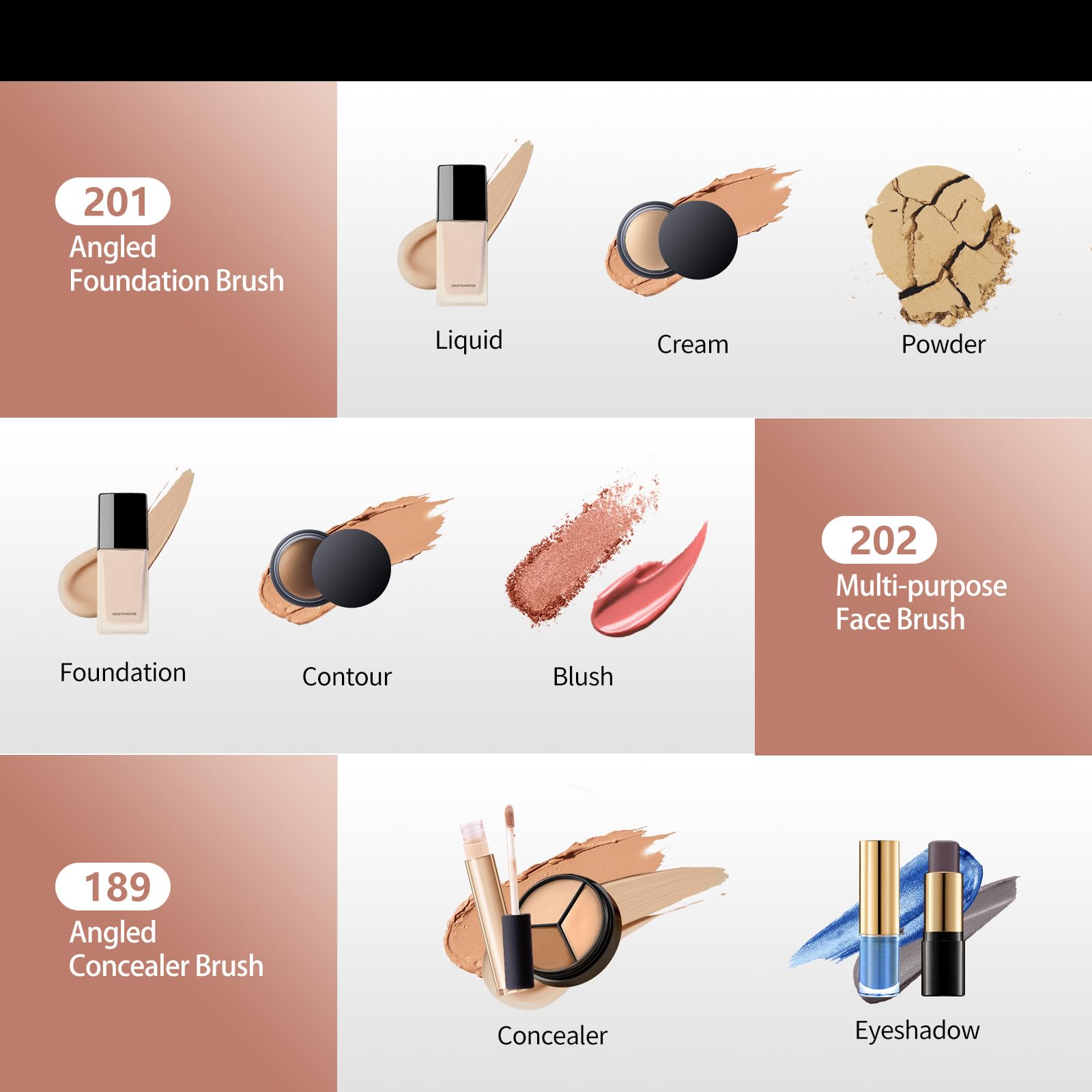 Albeaut eye multi-brush enables versatile eye makeup application.