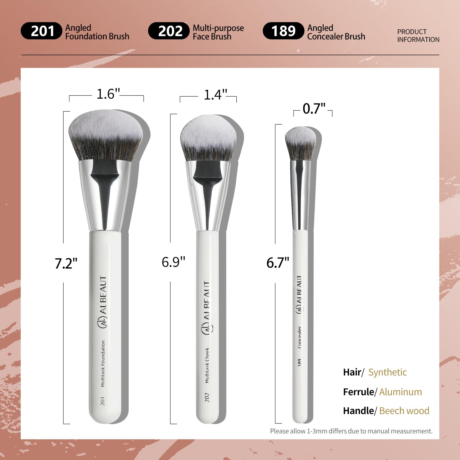 Albeaut portable zippered pouch keeps brushes organized during travel.