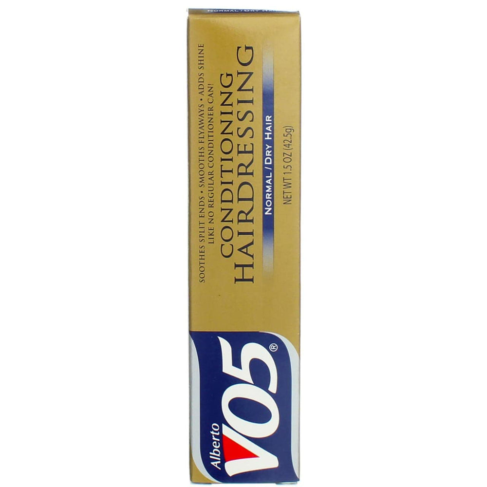Alberto VO5 Conditioning Hairdress dispense closeup highlights concentrated formula for deep hydration.