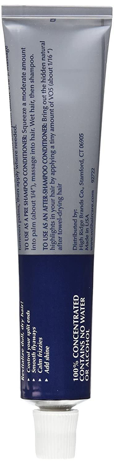 Alberto VO5 shine-label closeup indicates natural, manageable results