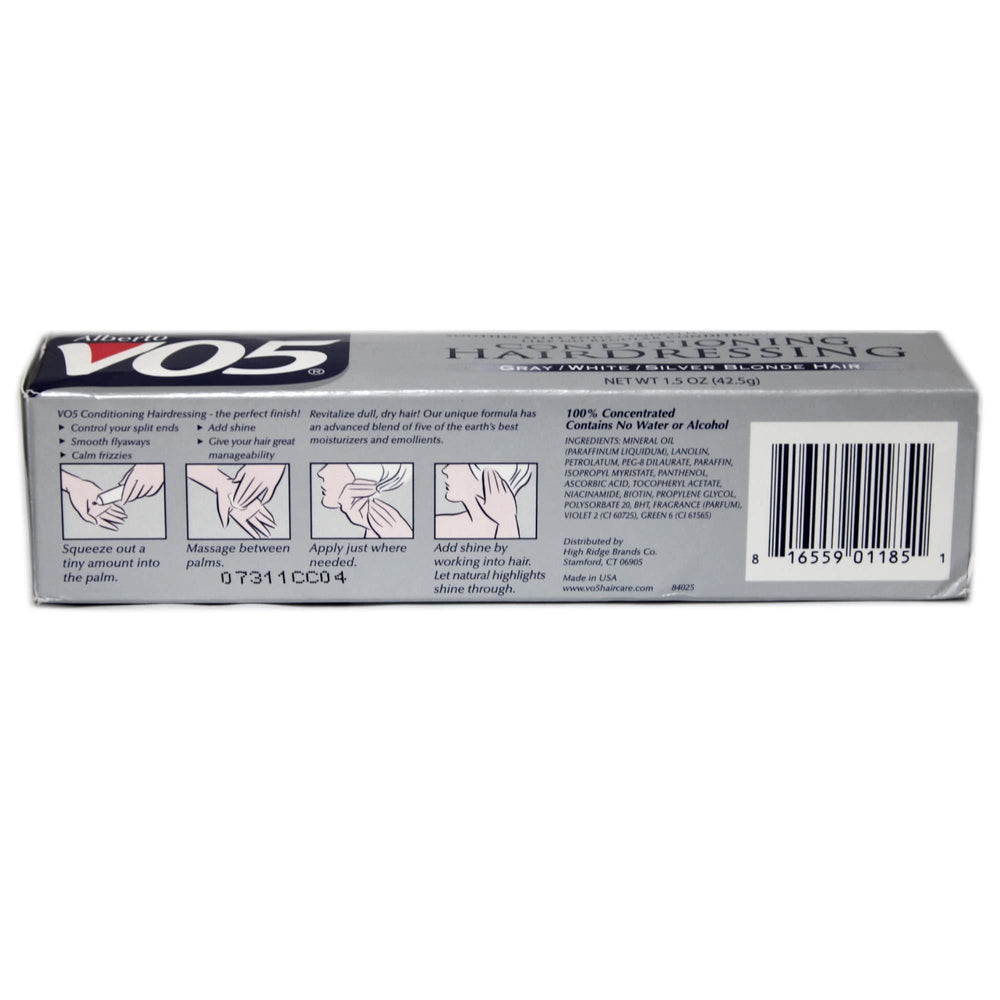 Alberto VO5 Conditioning Hairdressing for silver blonde hair adds natural-looking shine