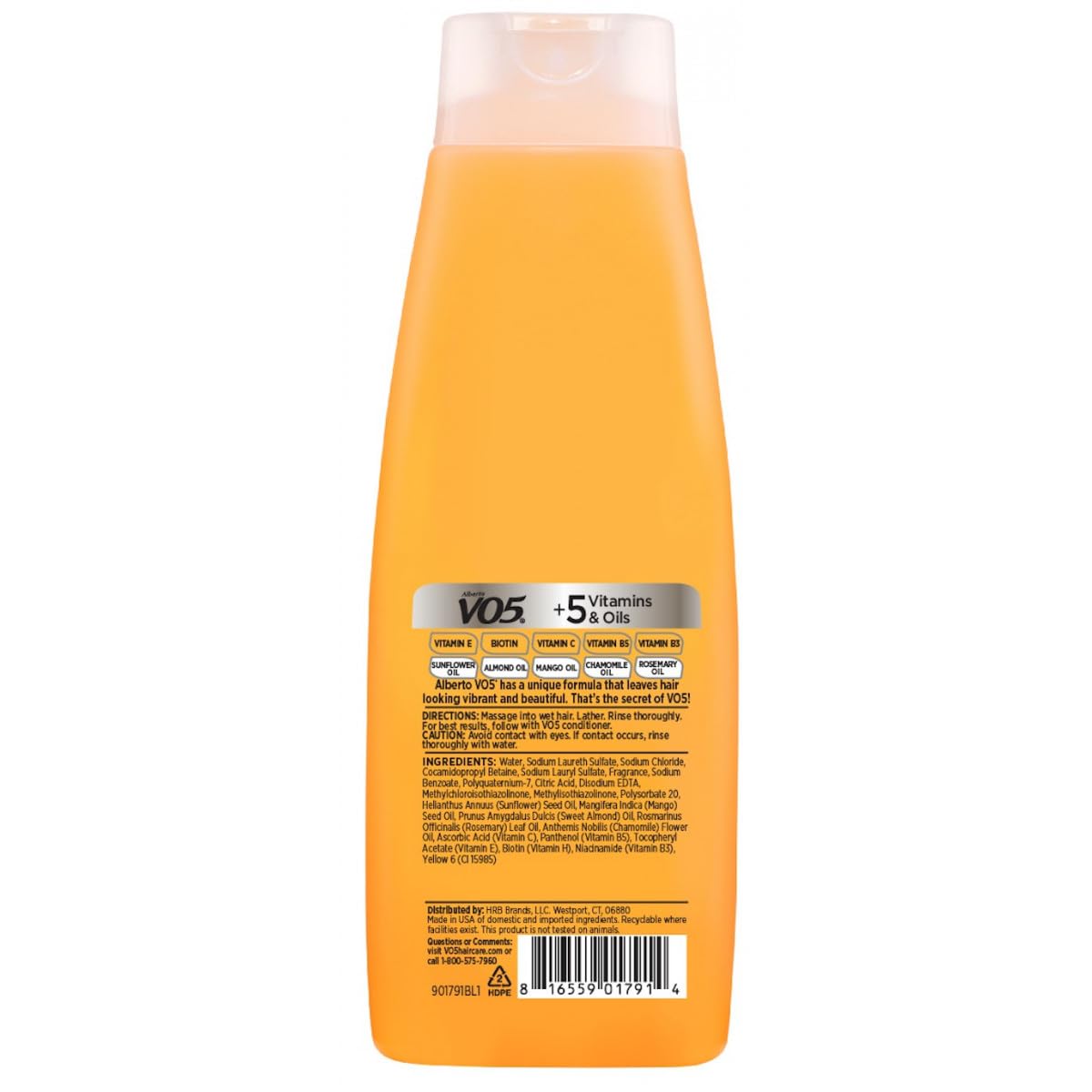 Label closeup of Alberto VO5 Daily Revitalizing Shampoo showing vitamin-rich formula