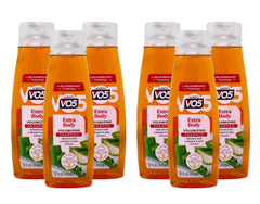 Alberto VO5 Extra Body Shampoo six-pack bottles emphasize value and added volume.