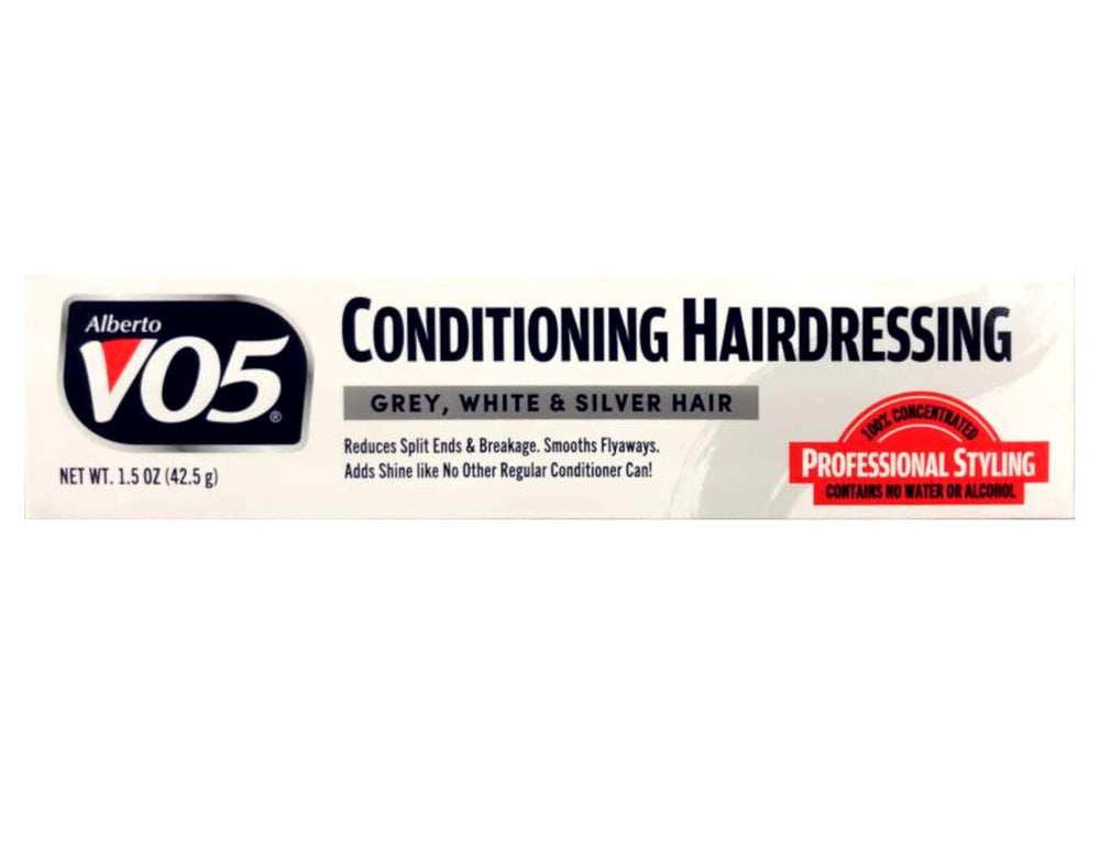 Alberto VO5 gray/white silver hair care for silver tones delivering shine and manageability.