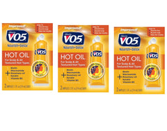 Alberto VO5 Hot Oil Therapy bottle-front highlighting hair nourishment and shine boost.