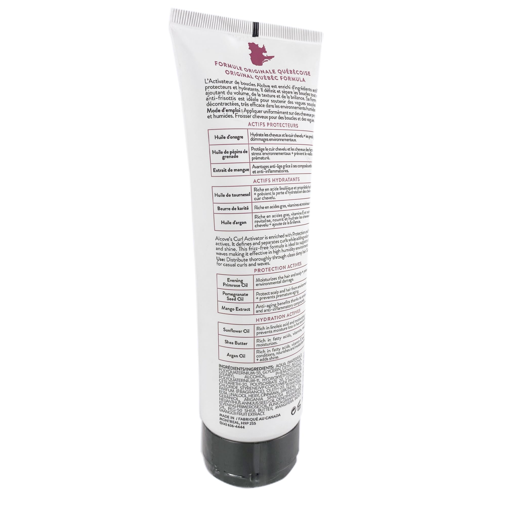 Alcôve Montreal-origin formula signals everyday frizz resistance.