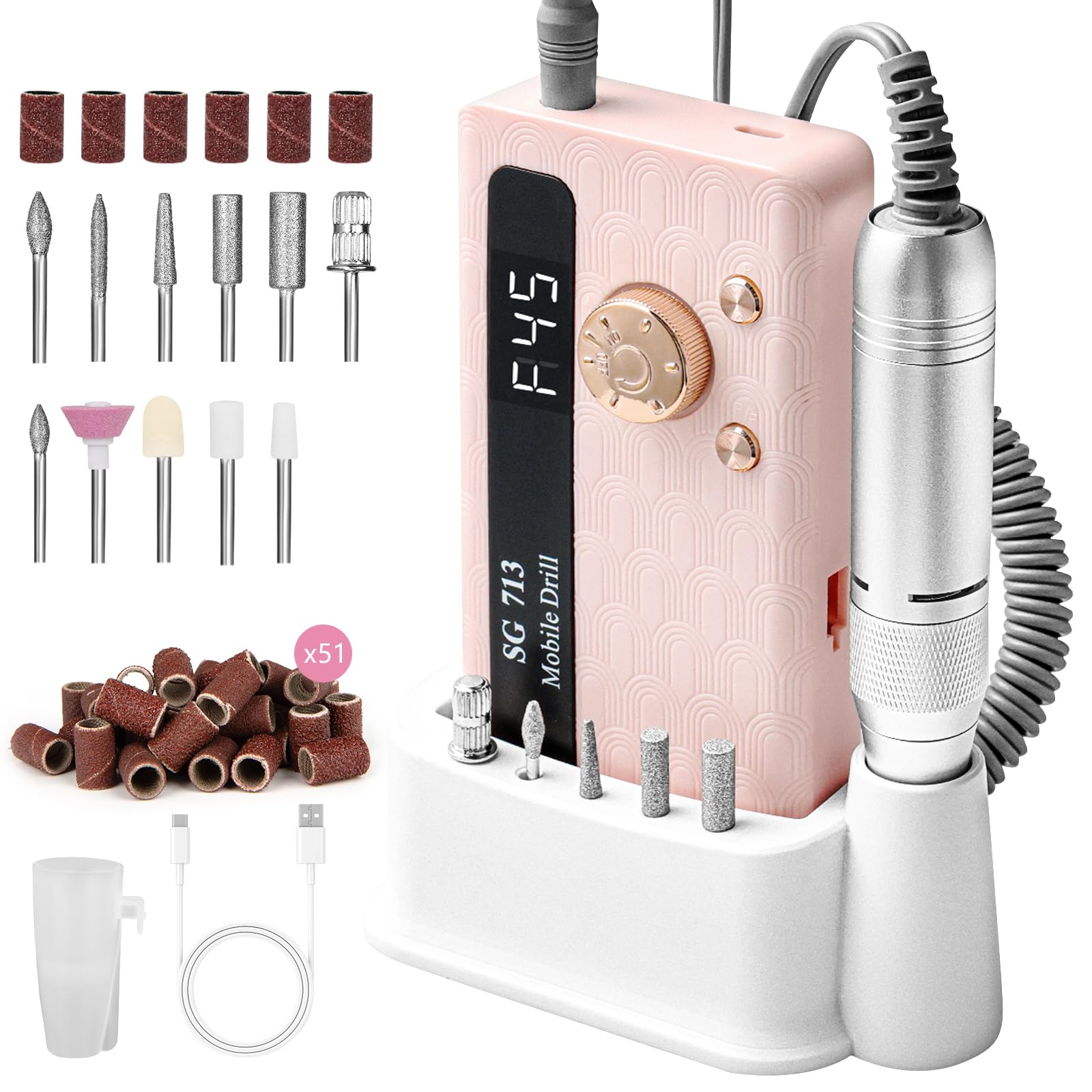 Aleanu electric nail file at 45000rpm for fast prep and removal