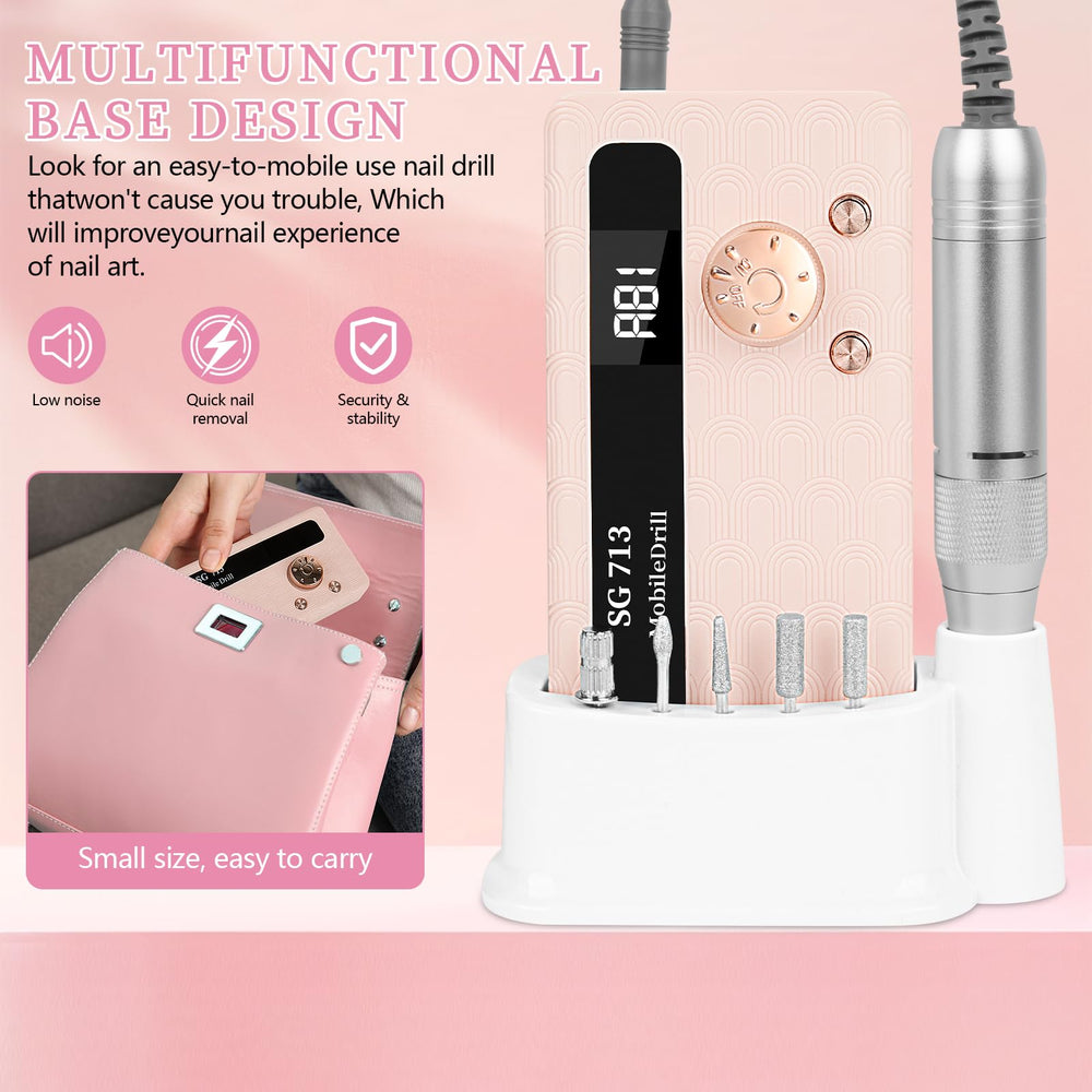 Aleanu electric nail file LED screen displays speed and battery status