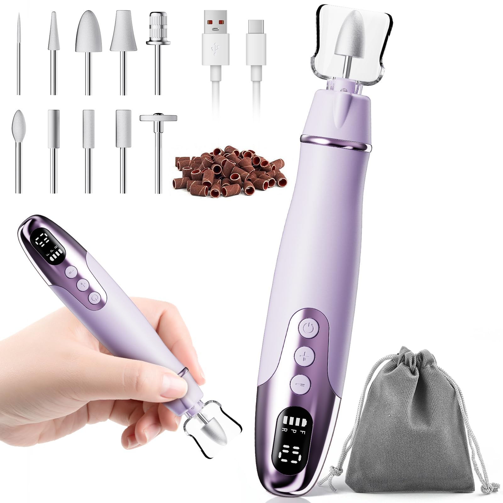 Aleanu professional manicure-pedicure kit side profile showcasing all-in-one tool for home spa use.