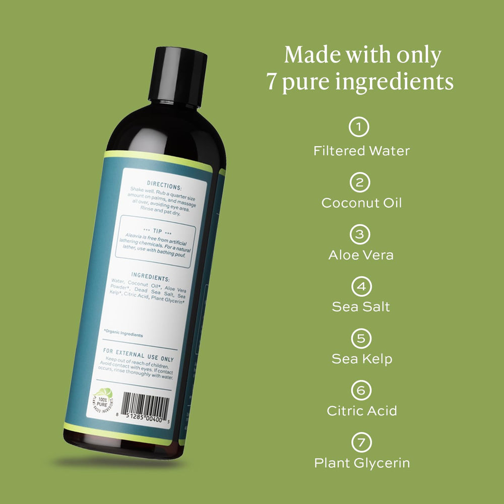 Aleavia Body Cleanse organic ingredients label highlights plant-based cleansing