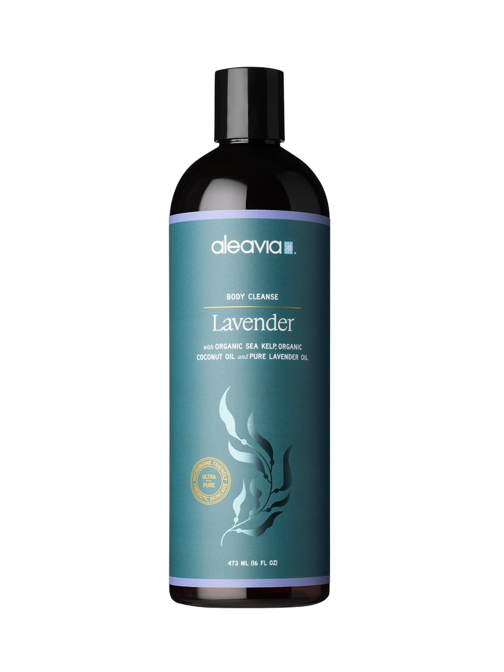 Aleavia Lavender Body Cleanse bottle pour for a soothing lavender cleanse