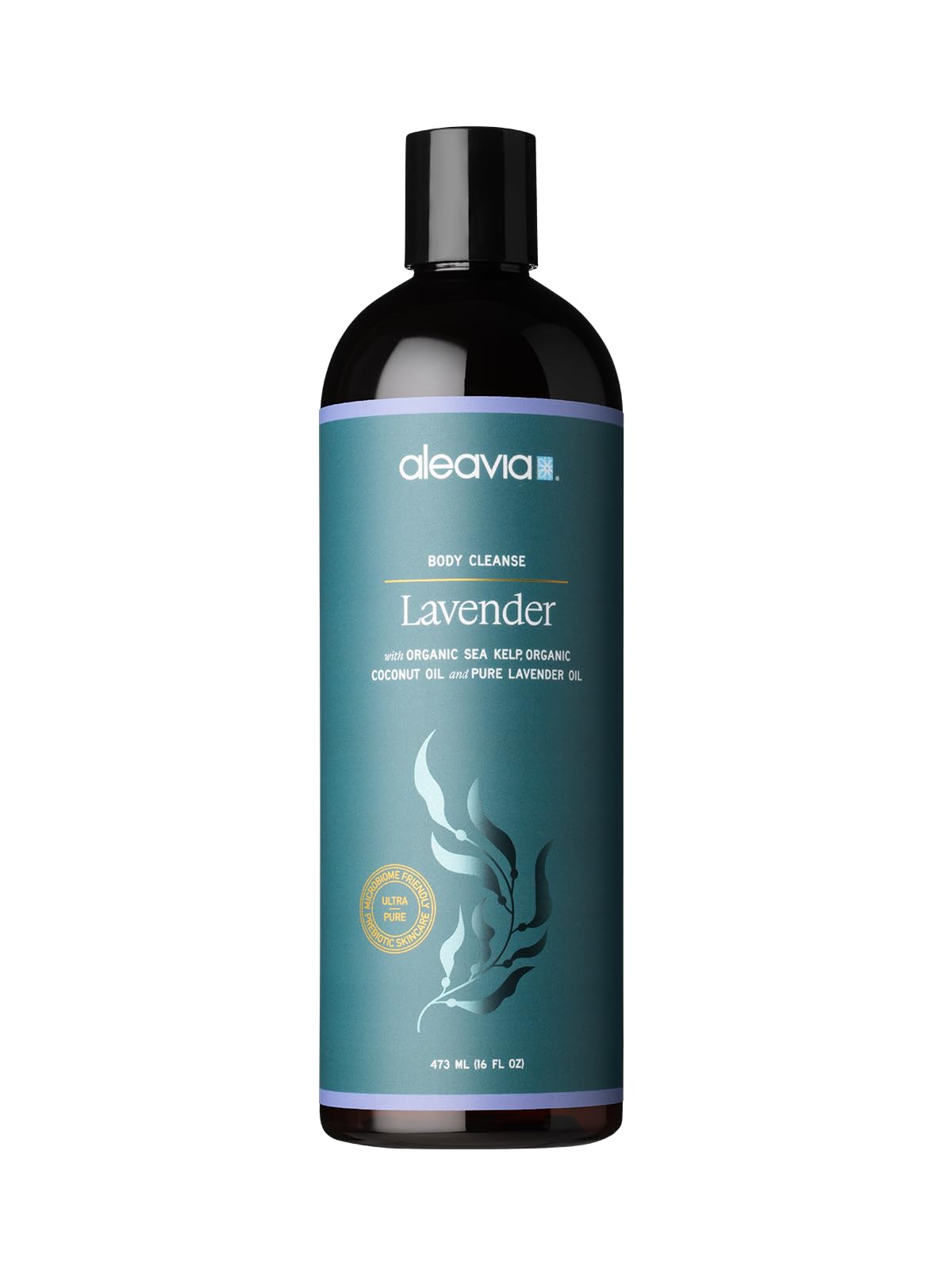 Aleavia Lavender Body Cleanse bottle pour for a soothing lavender cleanse