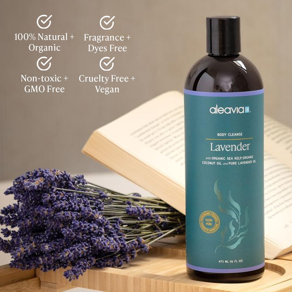 Aleavia Lavender Body Cleanse foam suds deliver plush cleansing with prebiotic care
