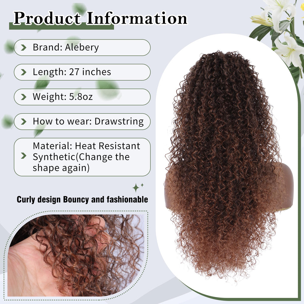 Alebery deep curly ponytail on model showing volume