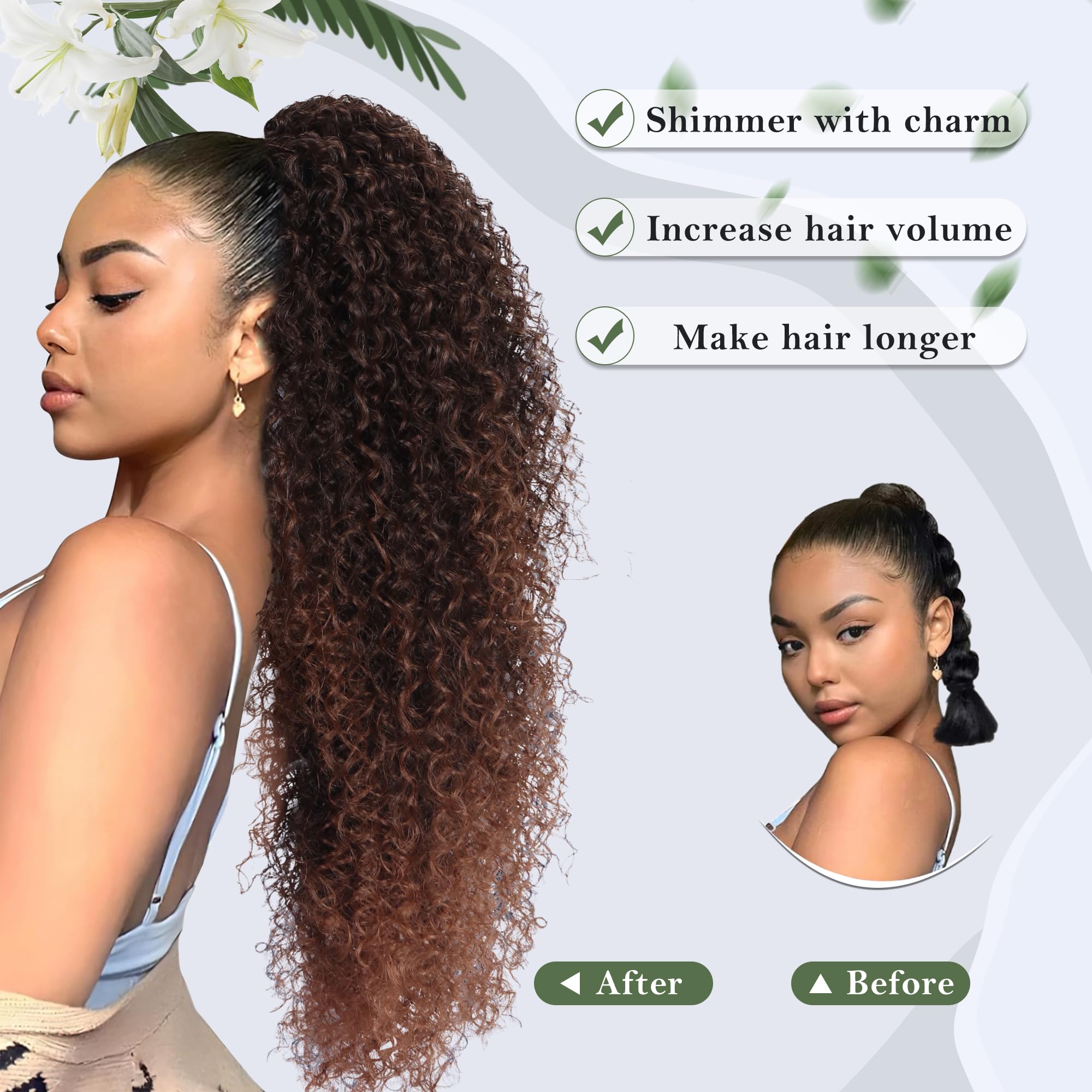 Alebery drawstring ponytail clip attachment close-up showing quick secure fit