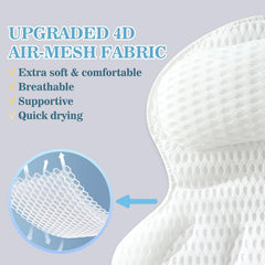 Aleponna Bath Pillow with 4D Air-Mesh for breathability and quick drying.