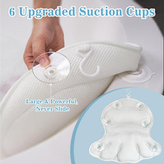 Aleponna Bath Pillow back view illustrating ergonomic shoulder support in use.