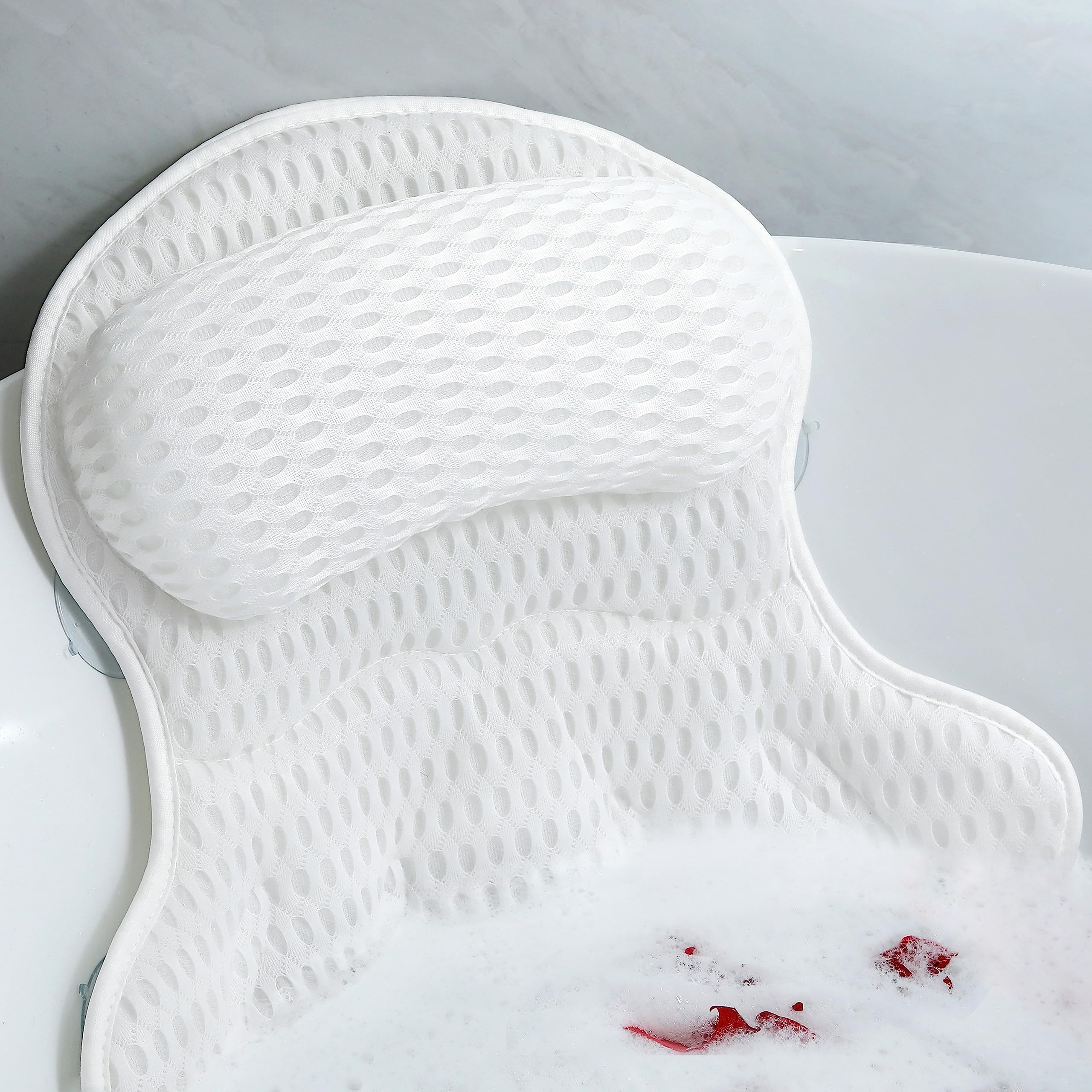 Aleponna Bath Pillow front view showing cloud-soft neck support for a comfortable soak.