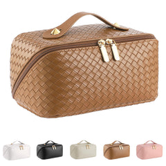 ALEXTINA large-capacity travel cosmetic bag front view keeps cosmetics organized on the go.