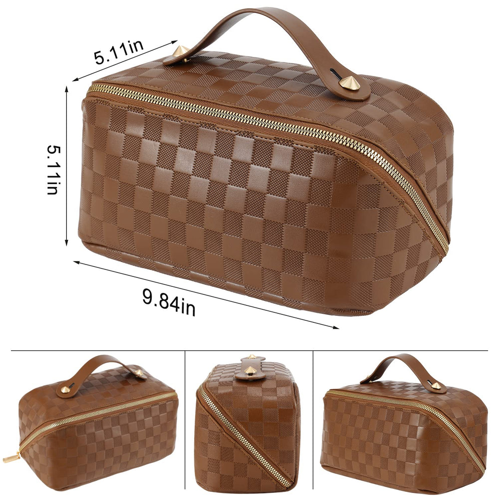 ALEXTINA PU leather inner lining eases cleaning after makeup spills.