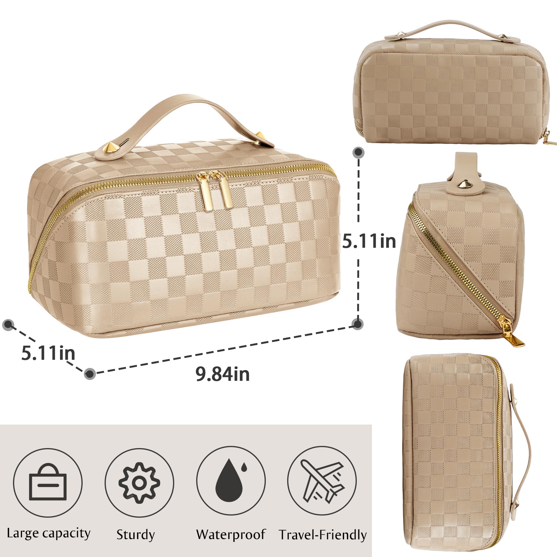 ALEXTINA checkered outer lining adds durability while keeping a stylish, sophisticated travel look.