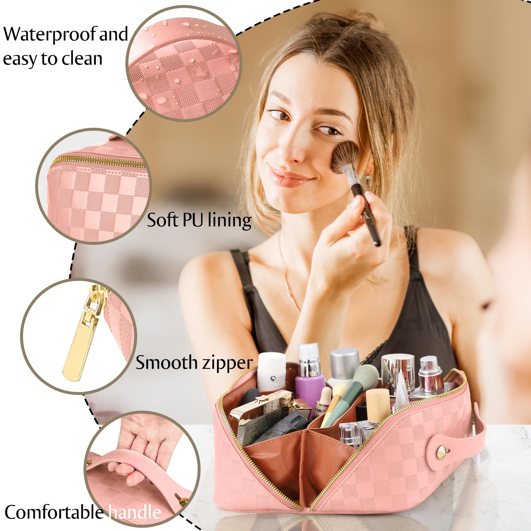 ALEXTINA double-compartment bag supports separate cosmetics and skincare essentials