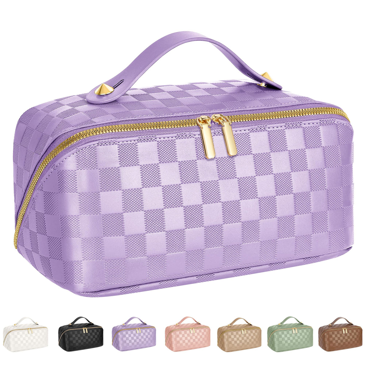 ALEXTINA Travel Makeup Bag with open-flat design for fast access on the go.