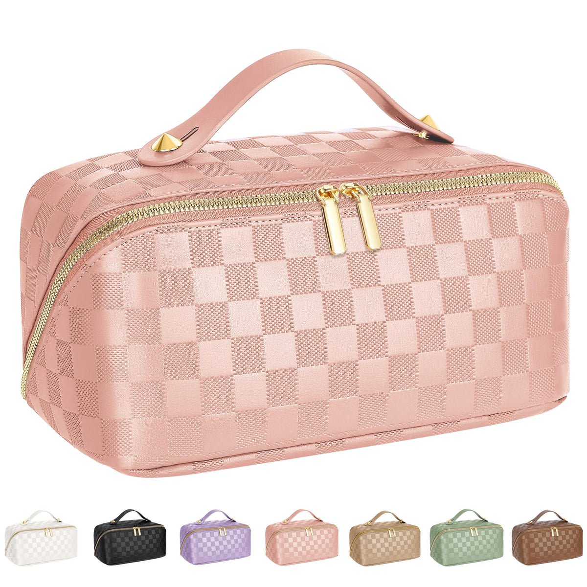 ALEXTINA travel makeup bag opened flat for quick access during trips