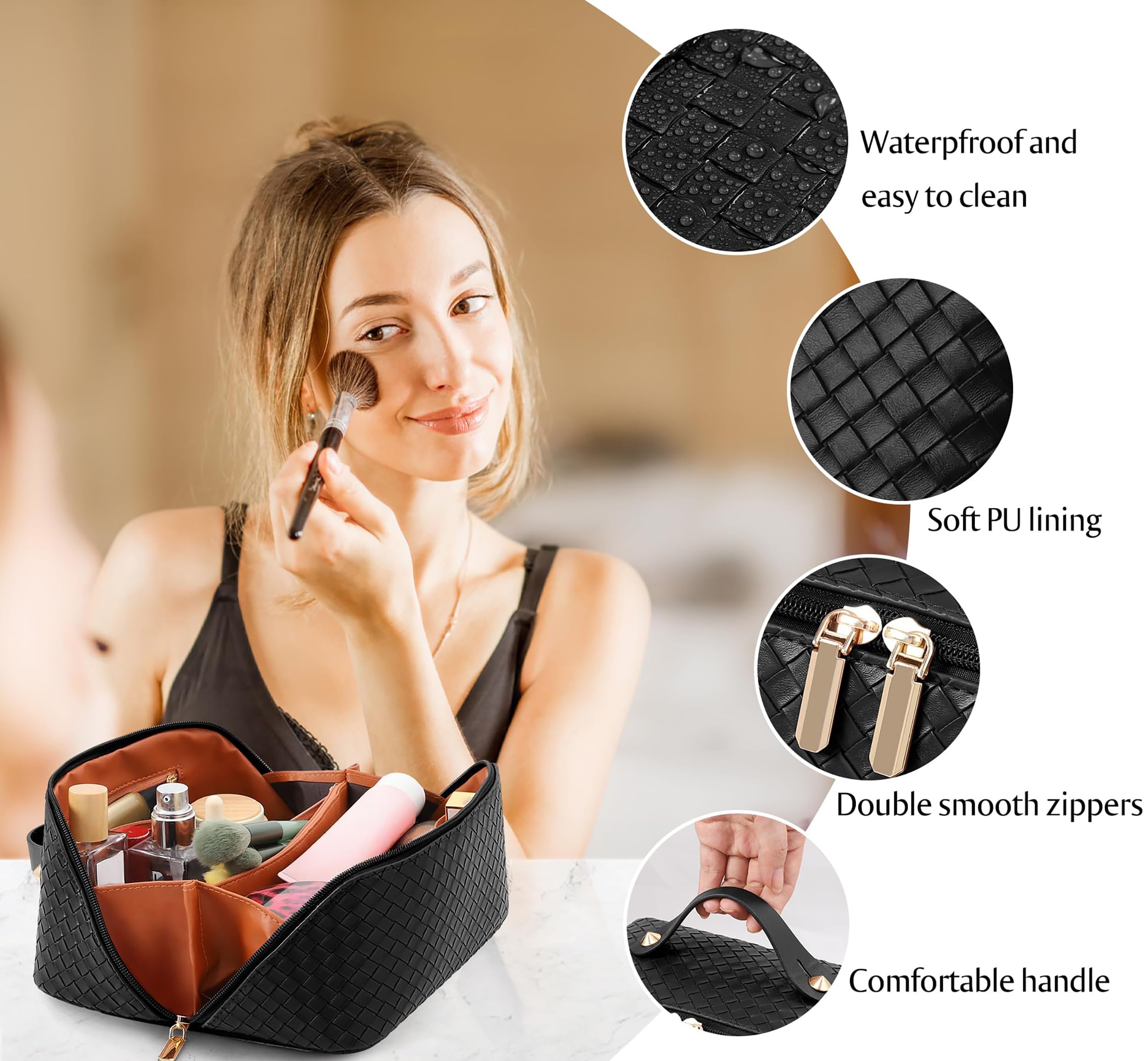 ALEXTINA waterproof PU leather interior offers easy cleanup after spills