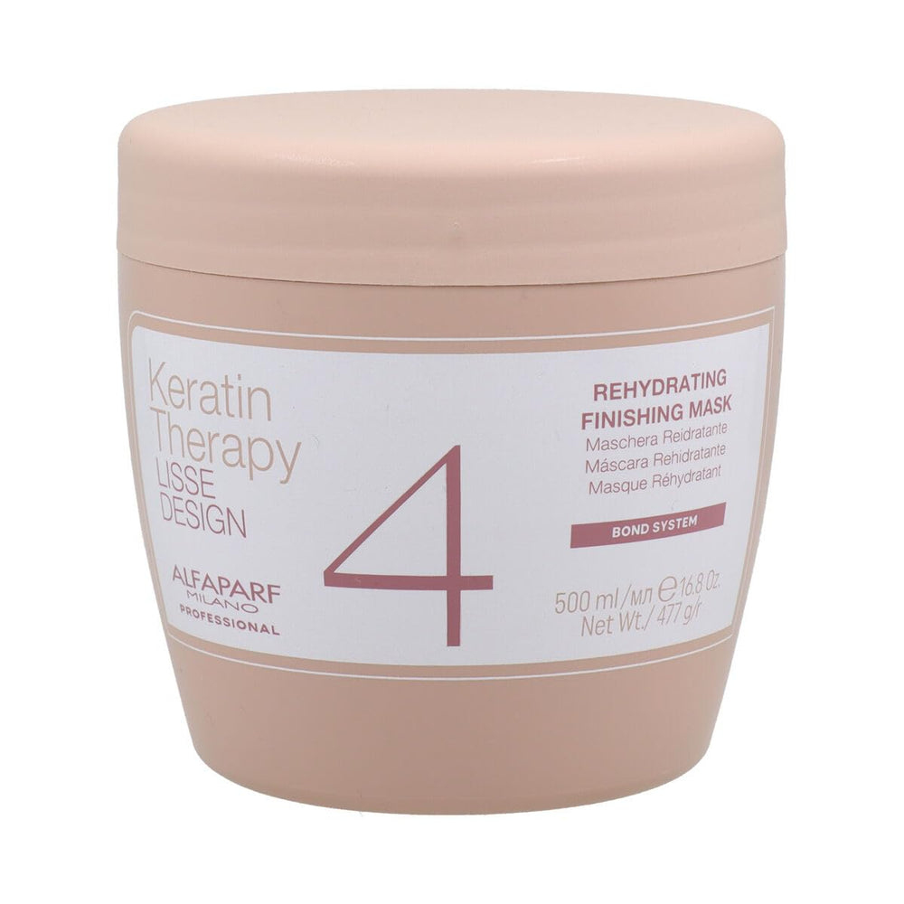 Alfaparf Milano Lisse Design Rehydrating Mask bottle delivers silky, frizz-controlled hair hydration.