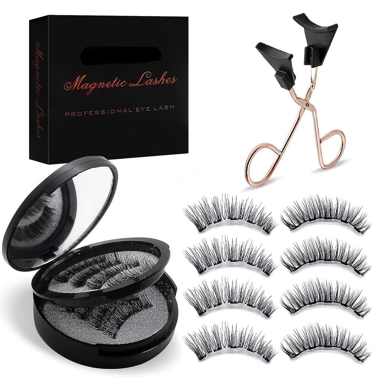 ALFREVER magnetic eyelashes with applicator for quick, glue-free daily wear.