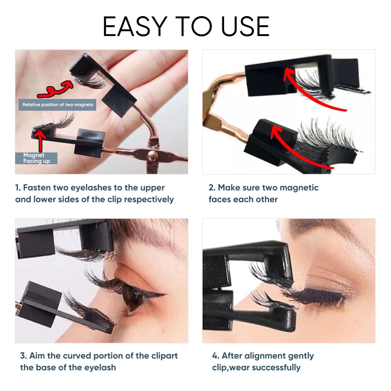 ALFREVER magnetic eyelashes full-set close-up shows natural 3D texture for seamless enhancement.