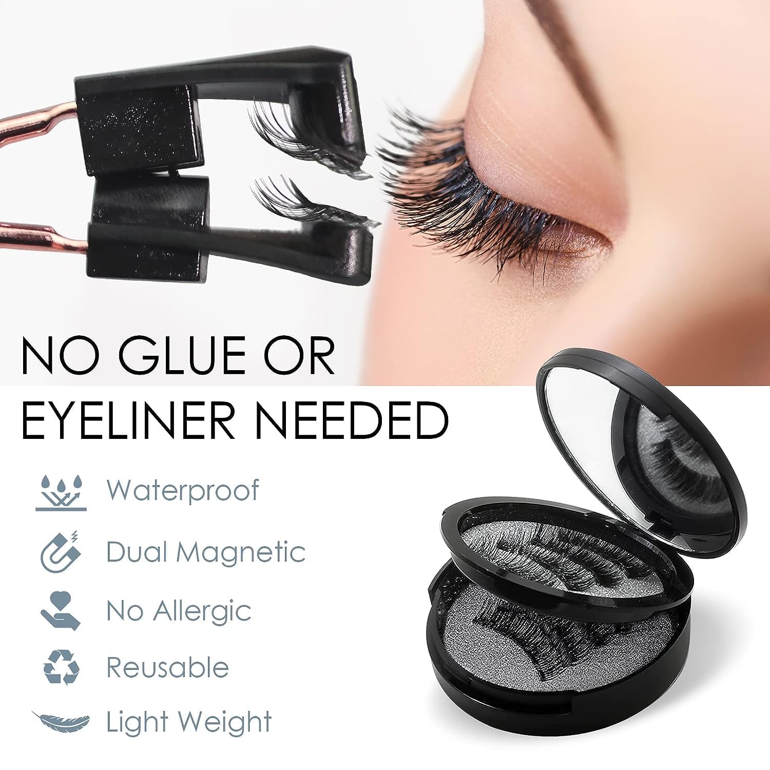 ALFREVER waterproof lashes stay put in humidity or light rain for all-day wear.