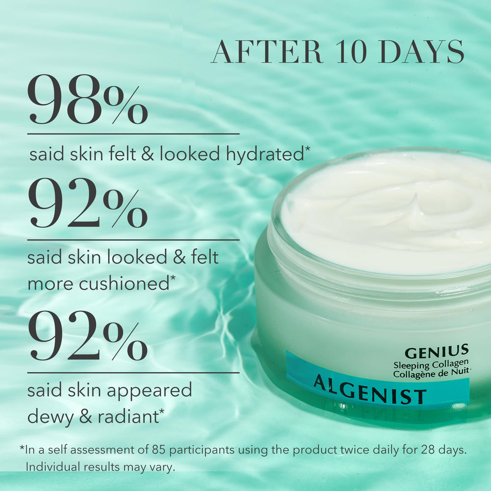 Algenist GENIUS Sleeping Collagen Night Cream being applied to neck and décolleté