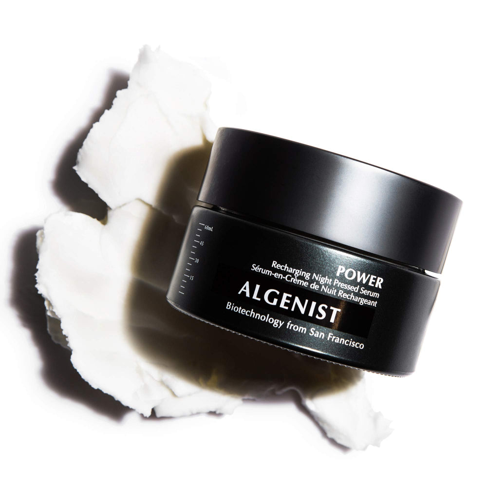 Algenist Power Recharging Night Pressed Serum application glide demonstrates melt-in texture